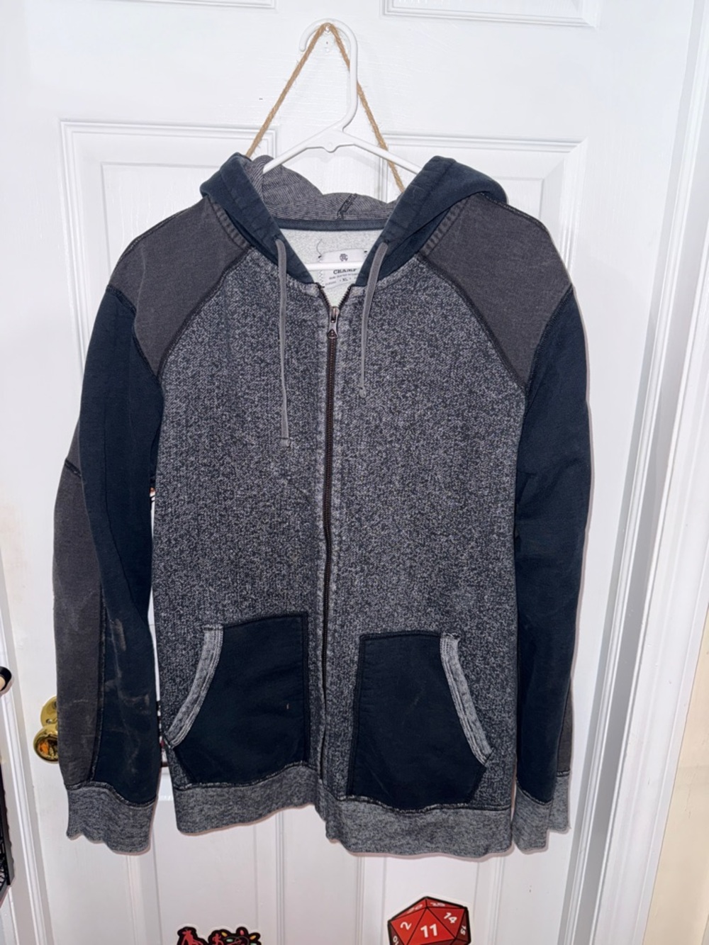Reigning Champ Gray and Black Zip-Up Hooded Sweater